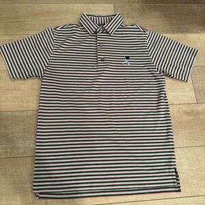 FOOTJOY FJ MENS SMALL DRI FIT GOLF POLO SHIRT LOGO PINK AND GREEN STRIPE